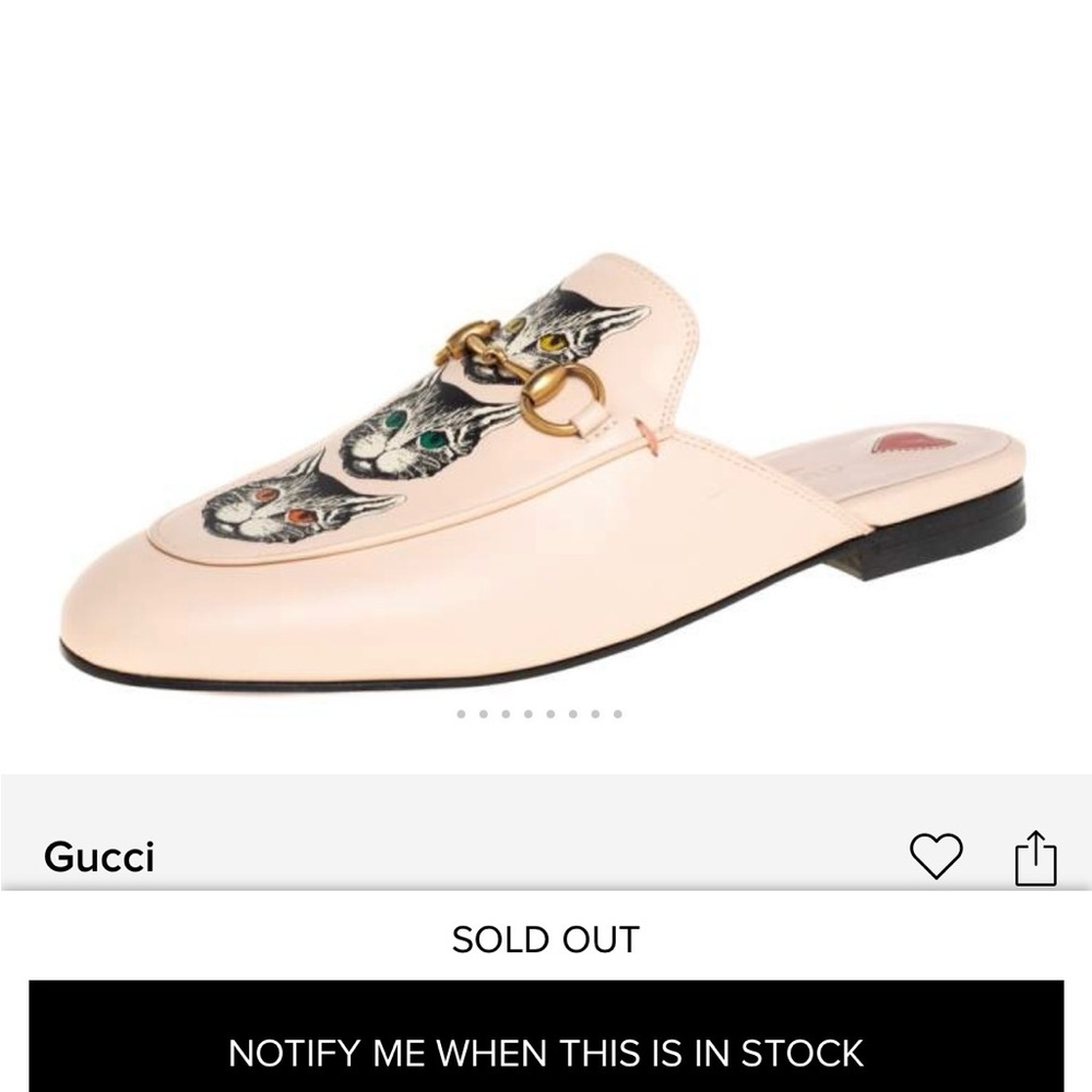 Authentic Gucci Cream / Pink Cat Embroidered Horsebit Leather Princetown Mules - Picture 13 of 14